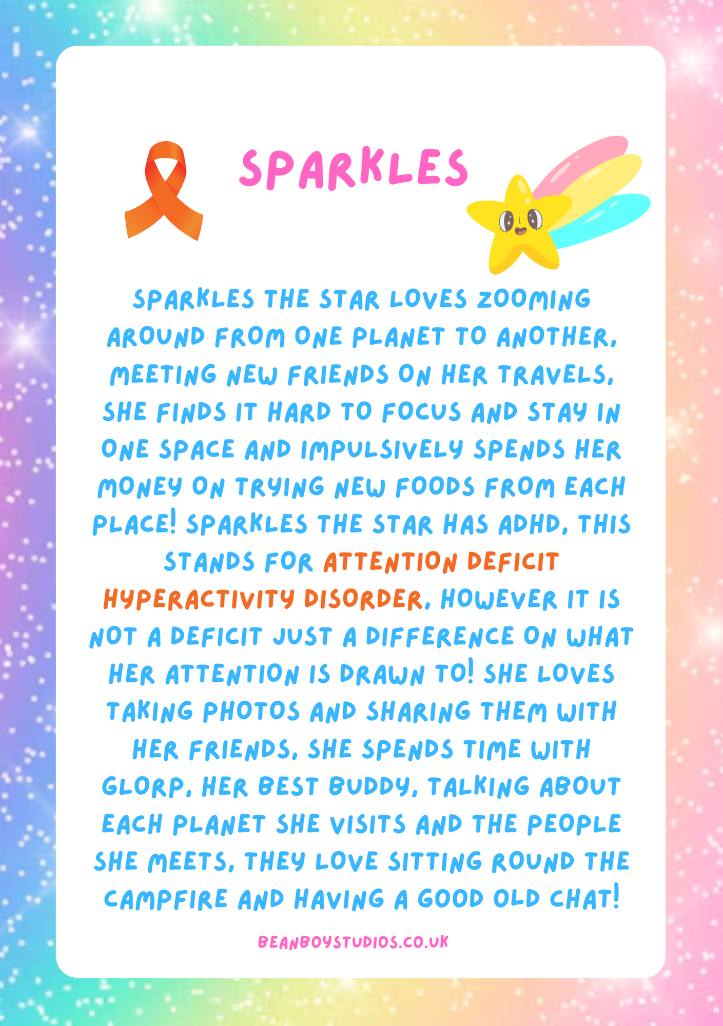 Sparkles The Star - Sensory Friendly Inclusive T- Shirt