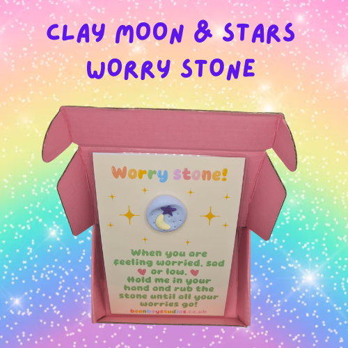 Clay Worry Stone - MOON / STARS