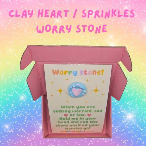 Clay Worry Stone - HEART / SPRINKLES