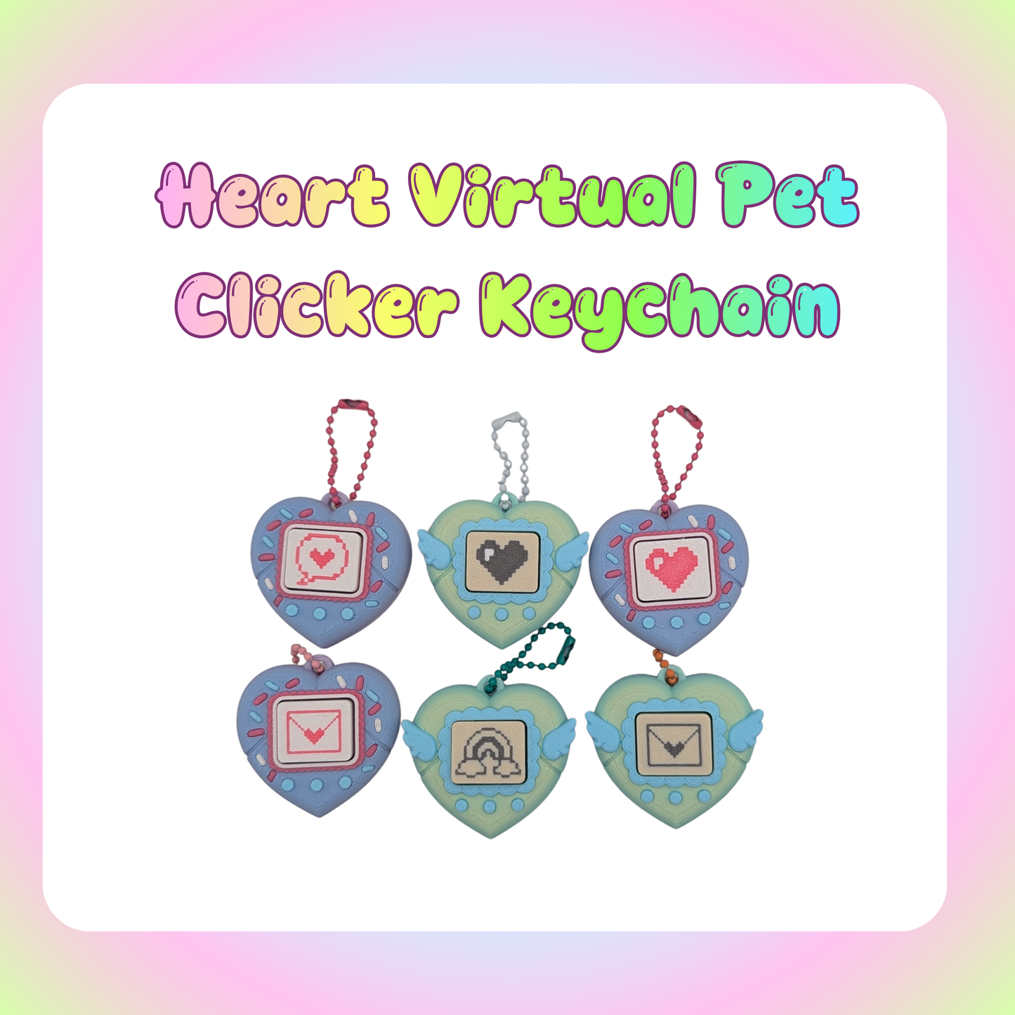 Heart Virtual Pet Clicker Keychain