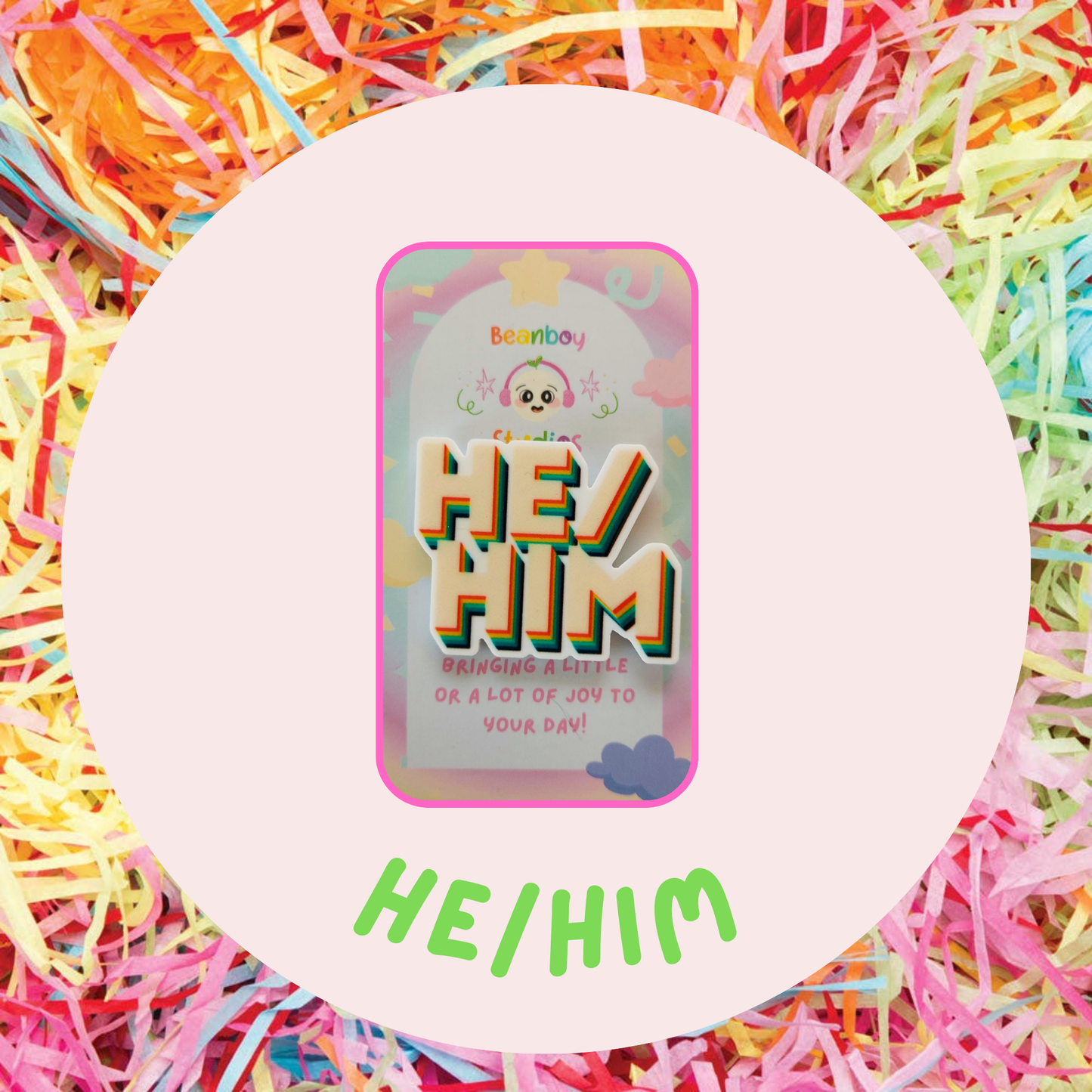 He/Him Pronoun Pin Badge