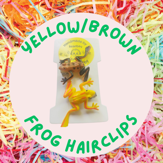 Yellow & Brown Frog Hairclips