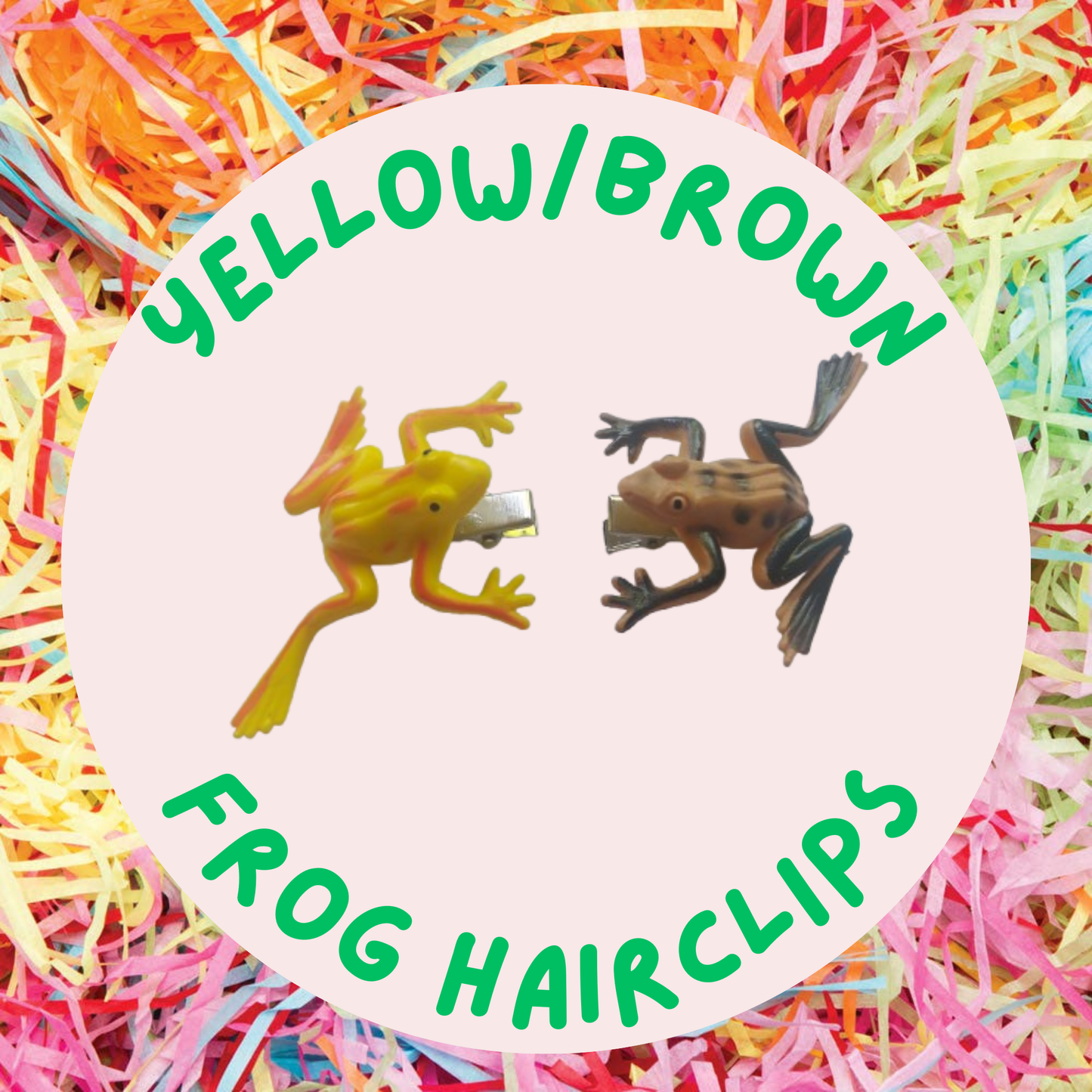 Yellow & Brown Frog Hairclips