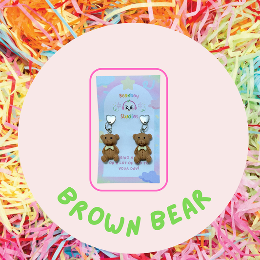 Brown Bear Earrings