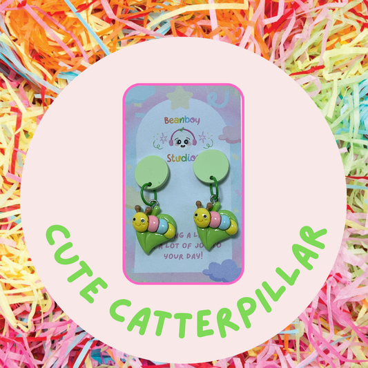 Cute Caterpillar Leaf earrings
