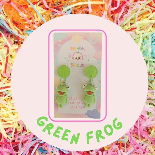 Green Frog Earrings