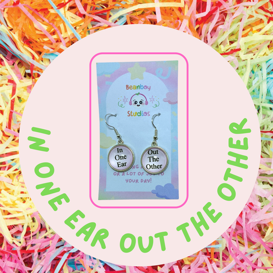 In One Ear Out The Other Pink Earrings