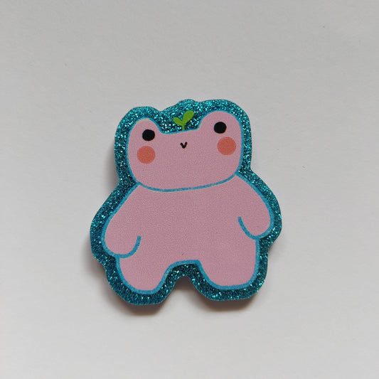 Pink frog pin badge!