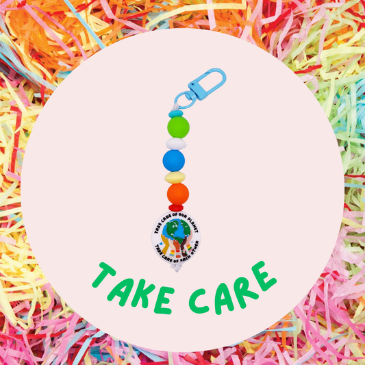 Take care of our planet silicone keychain
